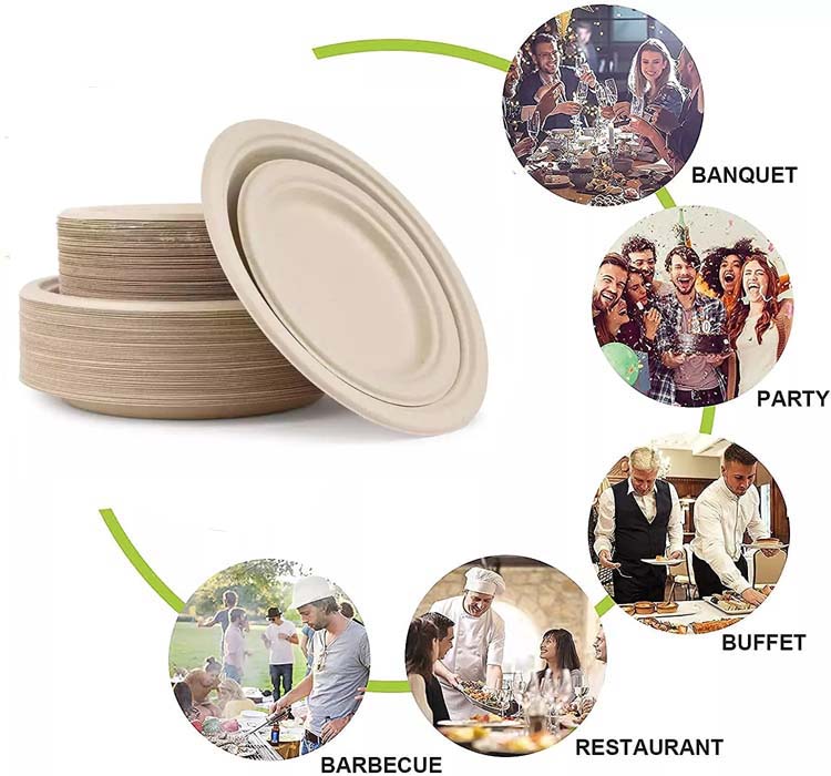 100% Compostable Heavy-Duty Paper Plates